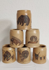 Heinz-Theo Dietz Vintage Steinzeug Tassen 6er Set | 1960er Studiokeramik