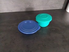 Tupperware Eleganzia blau 600ml + kleine Schüssel junge Welle grün 550ml