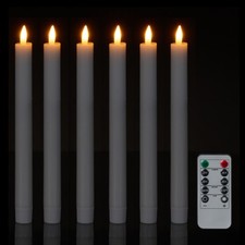 LED Stabkerzen Kerzen LED-Kerzen Leuchterkerzen Echtwachskerzen Timer 6er Set