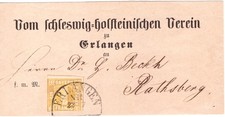 Vom schleswig-holsteinischen Verein zu Erlangen, Bayern 1 Kreuzer auf Streifband