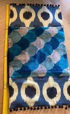 besonderes Dekokissen Vintage Ikat Kimonostoff und Samt Blautöne Unikat Handmade