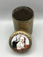 Rarität Antike Große Hostien Bronze Dose Papst Lupenmalerei Porzellan Antik Alt