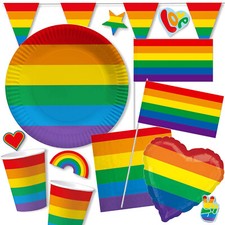 REGENBOGEN - PRIDE - Geschirr Deko Geburtstag Party Rainbow Mottoparty Feier Set