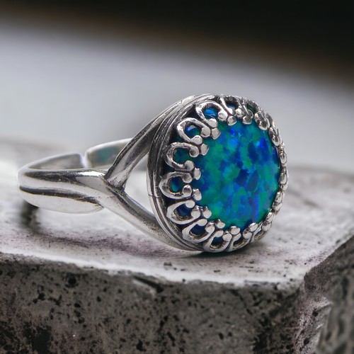 Grüner lab opal ring - ring, 925