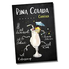Schild Pina Colada Cocktail Rezept Rum Bar Party Keller Deko Türschild Hinweissc