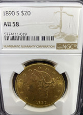 4111-19 1890 S   $ 20 Dollar USA Liberty Gold Double Eagle  AU 58 Auflage 802750