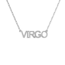 10k Weißgold Lab Grown Diamant Jungfrau Anhänger Halskette 18" Silber Kabel Kette