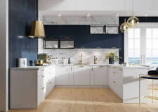 KÜCHENZEILE EINBAUKÜCHE  U -FORMIG NAOMI BLAU WEISS 230 x 340 x 230    #L22600