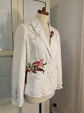 FFC Jacket Jacket Jeans Weiß Blazer Gr. 38 Baumwolle Bestickt Hingucker