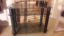 TV-/Hifi-Tisch 80x42 cm Glas schwarz, Lowboard/Rack/Regal, ohne „Endkappen“ oben