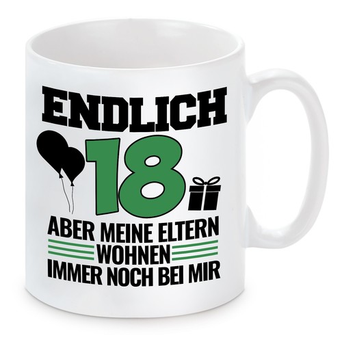 Tasse mit motiv endlich 18 - motiv,