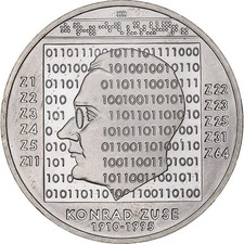 Deutschland, 10 Euro, Konrad Zuse, 2010, Karlsruhe, Silber, UNZ, KM:289