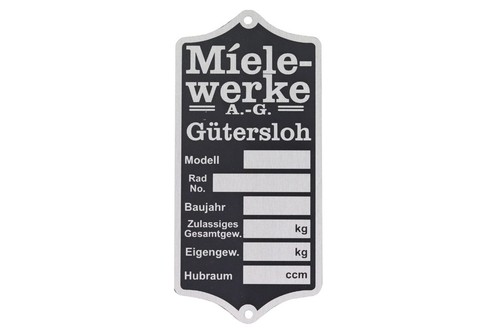 Typenschild für miele sachs - für,