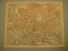 Hamburg Stadtplan,Karte von 1929-Alte Original Lithographie