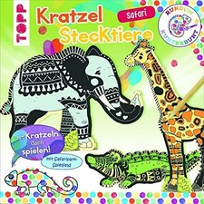 Rundum Kunterbunt Kratzel-Stecktiere Set: Anleitung und Material für 6 Stecktier
