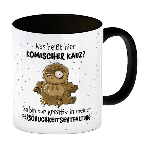 Eule kaffeebecher schwarz - in,