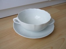 HUTSCHENREUTHER-Maria Theresia Weiß-Suppentasse mit Untertasse Suppengedeck TOP