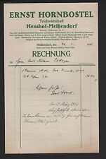 HENSHOF-MEIßENDORF, Rechnung 1937, Ernst Hornbostel Teichwirtschaft
