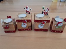 Adventskranz 4 TEELICHTER auf Holzwürfel, Weihnachtsdeko
