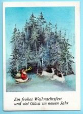 Alte AK Postkarte E.Nerger Weihnachtsmann Schlitten Winterwald... 80er DDR Rar!!