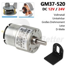 Micro Mini 37mm Metall Getriebemotoren DC 12V 24V Gleichstrom Umkehrbar GM37-520