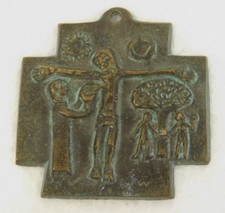 Bronze kreuz plakette - bronze,