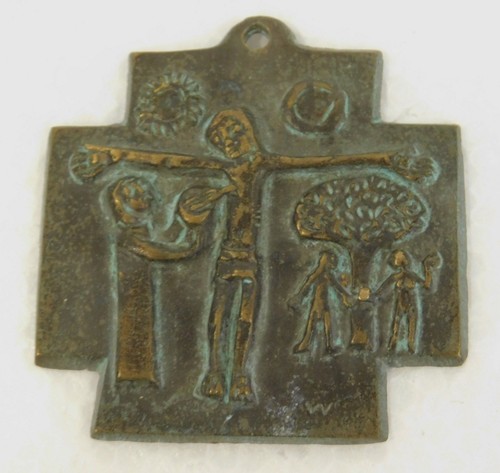 Bronze kreuz plakette - bronze,