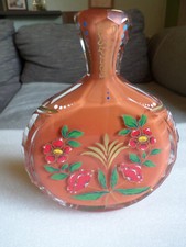 Schnupftabakglas Rotbraun mit floralem Motiv Zwiesel 18x4,5 cm