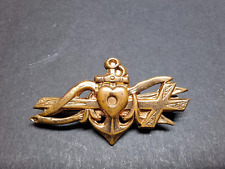 Alte antike hübsche Brosche Glaube Liebe Hoffnung vergoldet (362a)