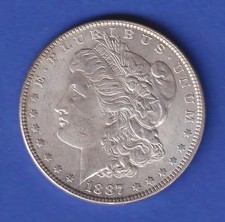 USA Silbermünze 1$ Morgan-Dollar 1887 vorzüglich