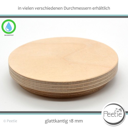 Holzdeckel rund birke - 1x,
