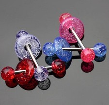 4er Set COOL Zungen Piercing Glitter Ball HBL19-1416-X