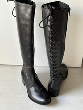 Damen Stiefel Schwarz Flach