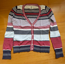 ♛ LOGG by H&M - Strickjacke Cardigan Feinstrick blau rot weiß Streifen Gr.  L ♛