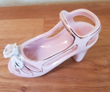 kleiner Porzellan Schuh Czechoslovakia ca. 10cm rosa/Gold