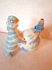 Porzellanskulptur, POLONNE, Wintergarten Serie, 1980er, Mädchen mit Schneeball