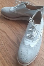 PAT CALVIN Budapester Schnürschuh LEDER beige-silber Größe 40 - WIE NEU!!!!