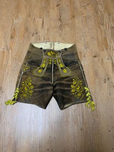 Lederhose aus hirschleder gelb - aus,