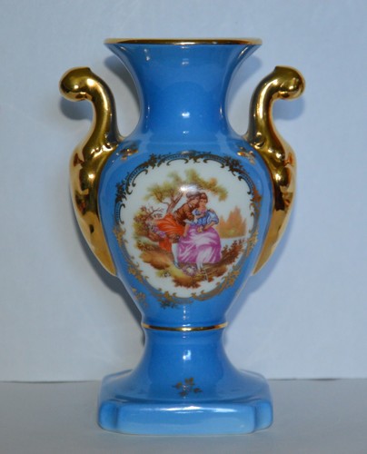 Vase hellblau gold limoges - vase,