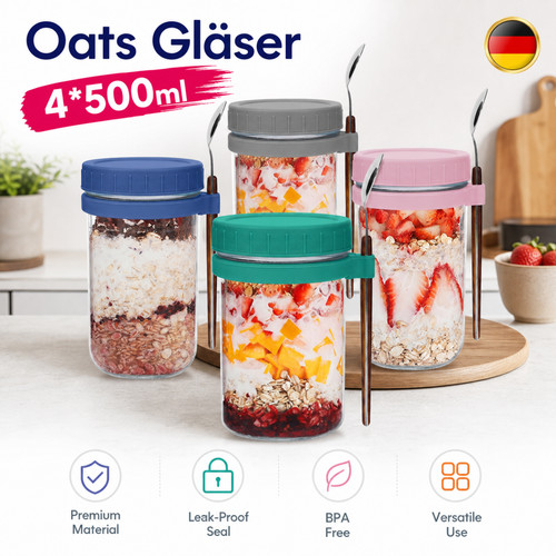 Overnight oats gläser - 4x,