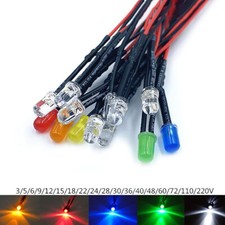 Verkabelt 5mm LED 3V 6V 12V
