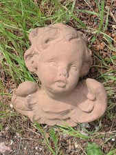 1er Engel Kopf Skulptur Rechts groß aus Kunst Sandstein im Antik Look X 06