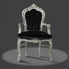 Barock stuhl Schwarz Silber Kunstleder Elegant Modern Büro rerpro antik schlicht