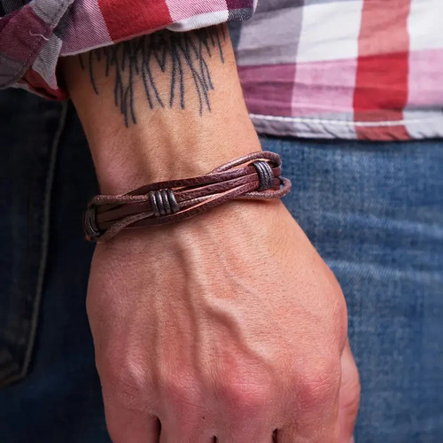 Herren lederarmband braun - herren,