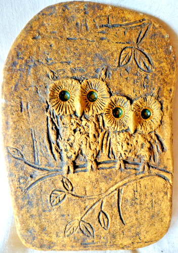 Keramik bild eulen relief - relief, 18