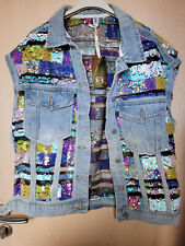 Damen GlitzerJeans-Jacke Gr.M