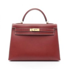 HERMES Kelly 32 Hand Schultertasche D Chamonix Leder Rouge H Gebraucht GHW