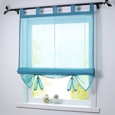 Raffrollo mit Schlaufen Raffgardinen Weiß Küche Gardinen Modern Fenstergardine