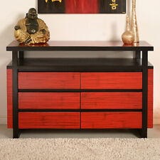 Bambus Kommode Ming Rot Asiatische Möbel Asia Schrank Chinesisch Sideboard Holz