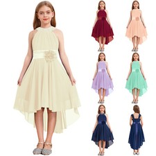 DE Mädchen Festlich Kleid Hochzeit Ärmellos Blumenmädchenkleid Partykleid